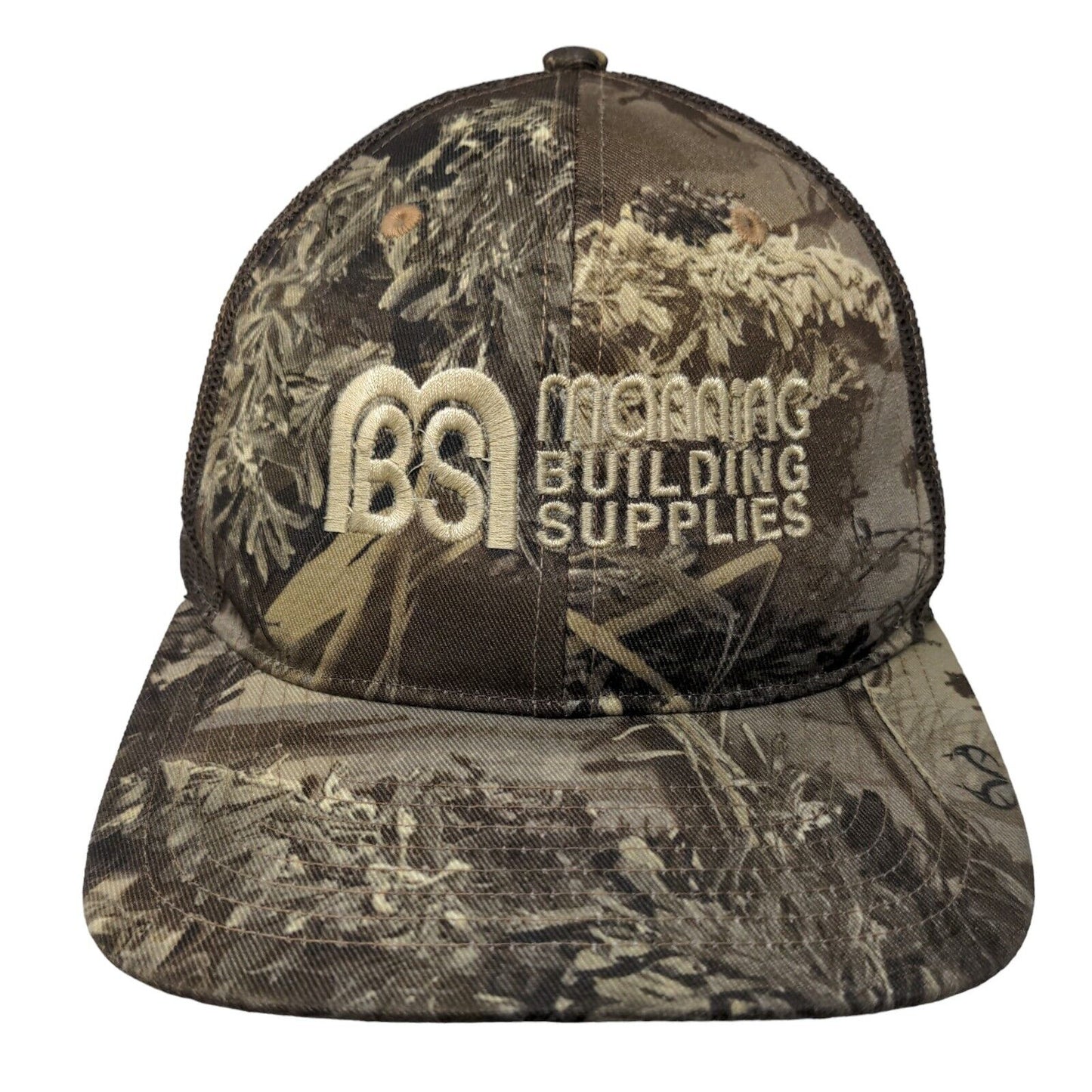 MBS Manning Building Supplies Mesh Back Trucker Hat Camo One Size 6 Panel