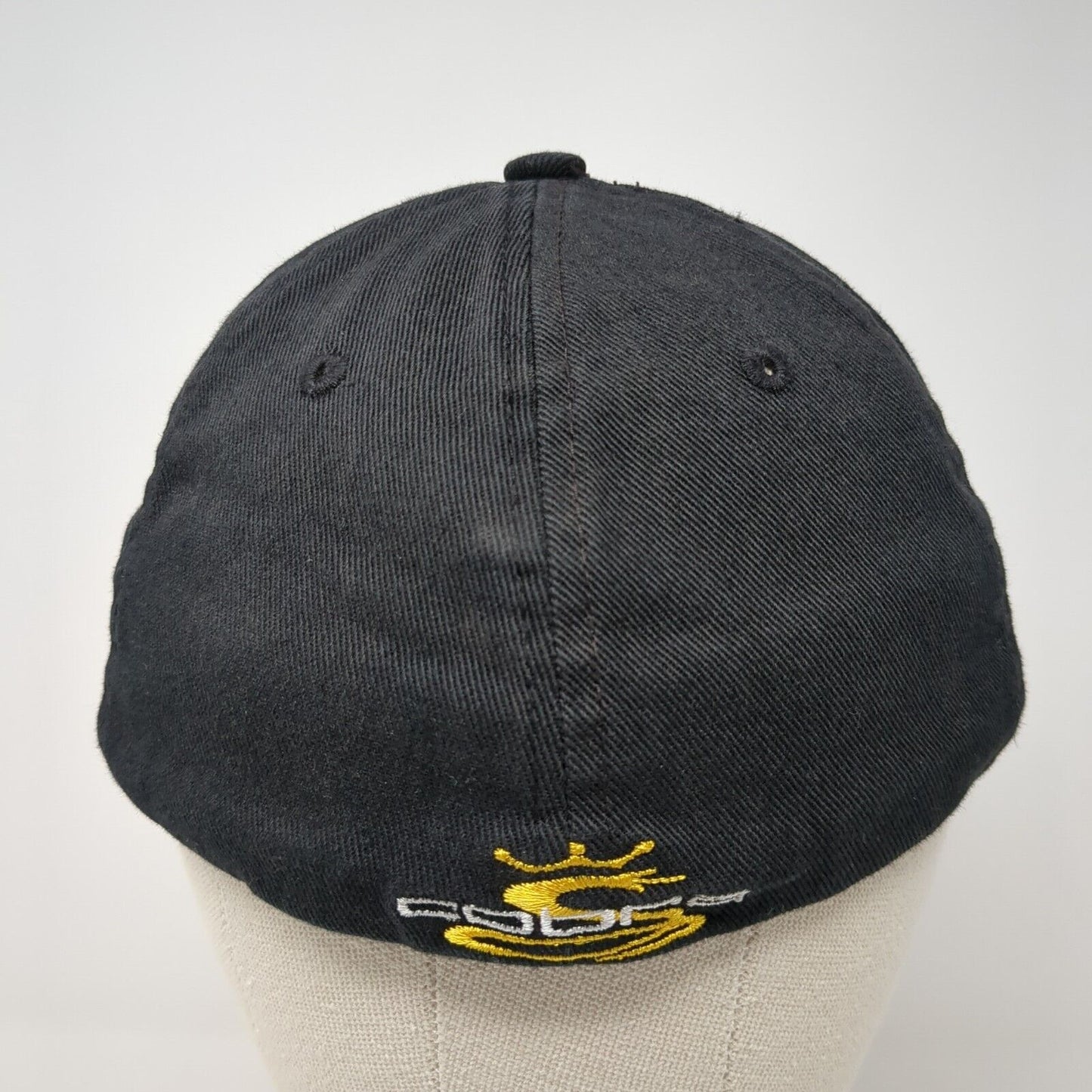Cobra Fitted Hat Black One Size Adjustable Embroidered Vented Holes 6 Panel