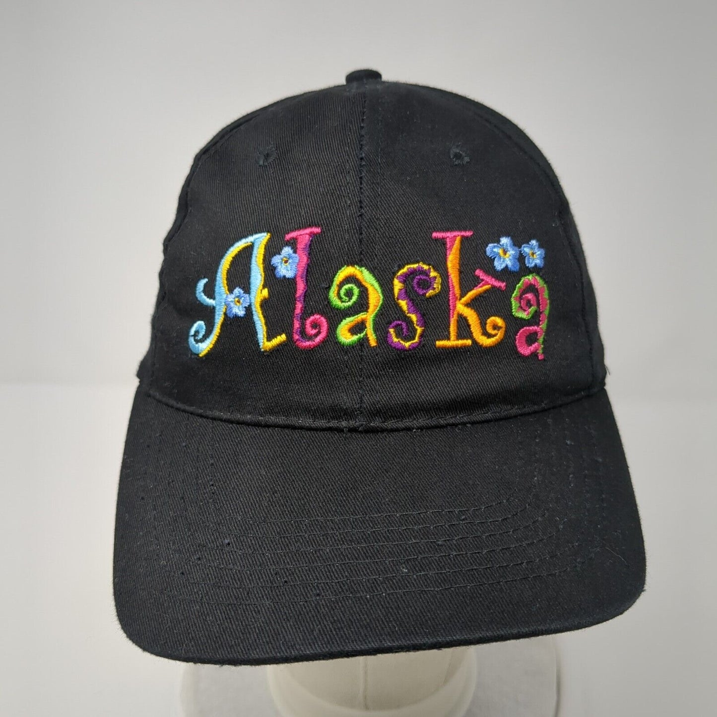 Alaska Strapback Hat Black One Size Adjustable Embroidered 6 Panel