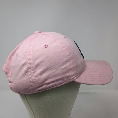 Decky Baseball Cap Pink OSFM Blue Geometric Logo Cotton Slideback Hat Adjustable