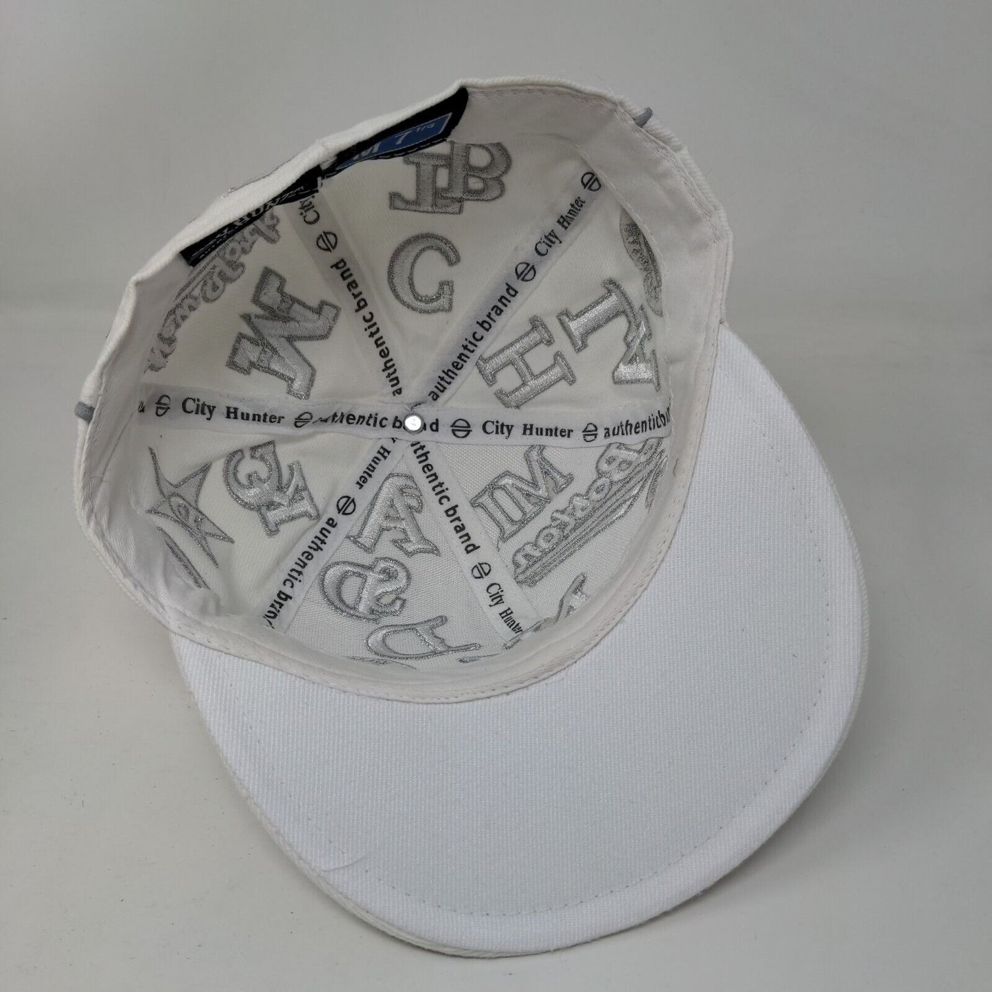 NY New York Boston City Hunter Fitted Hat White 7 1/4 Embroidered 6 Panel
