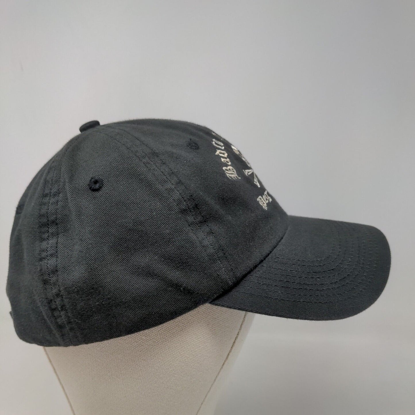 Fahrenheit Men's Slideback Hat Black Embroidered Peg Leg Pub Logo Cotton