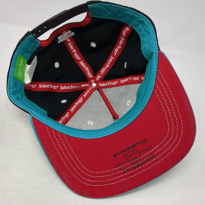 Señor Frog's 5 Panel Black Hat One Size Cancun Mexico Embroidered Snapback