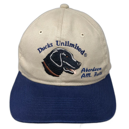 Ducks Unlimited Baseball Cap Beige Blue One Size Hunting Dog Lab Embroidery Hat
