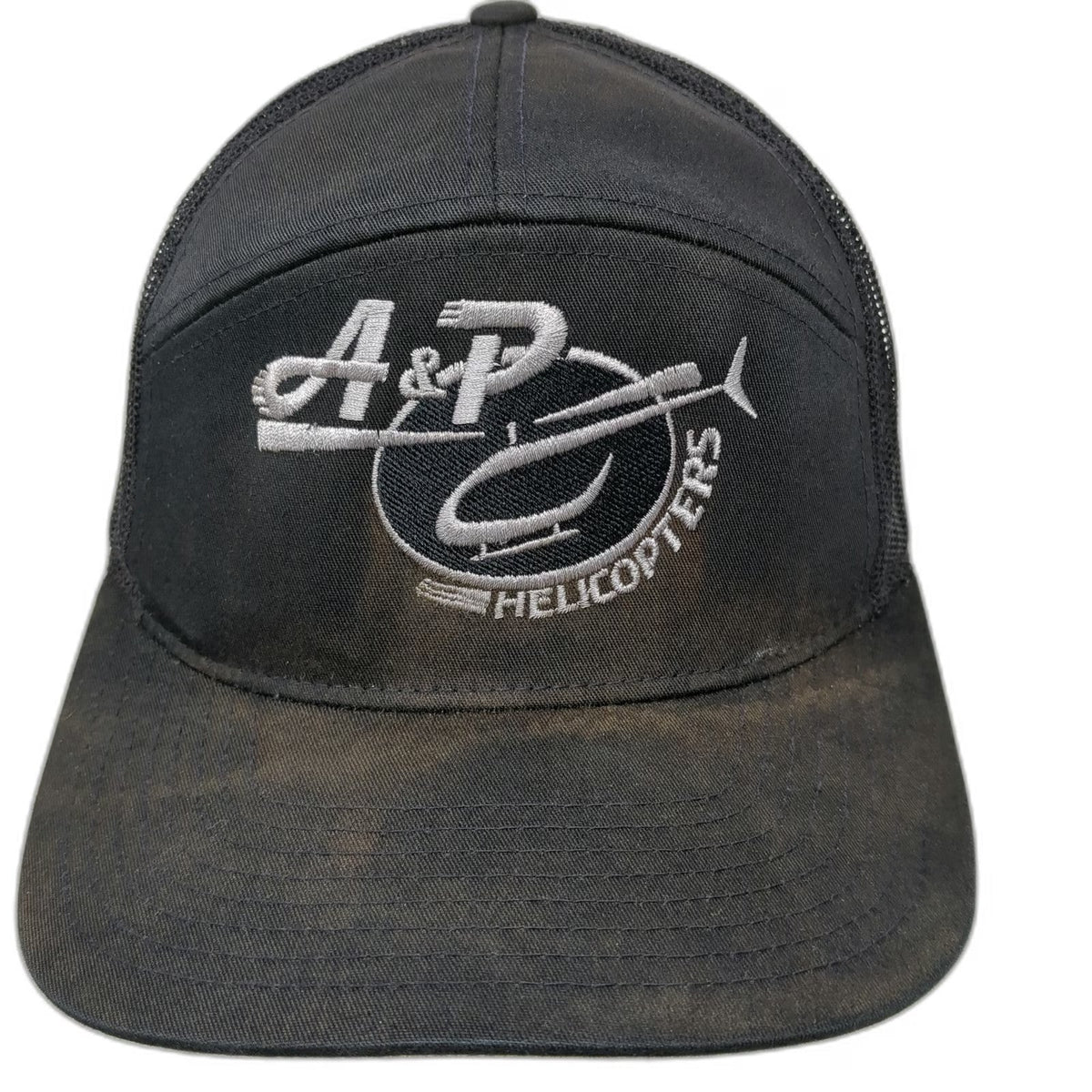 Richardson Trucker Hat Black One Size A&P Helicopters Mesh Snapback Embroidery