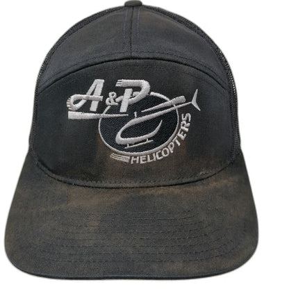 Richardson Trucker Hat Black One Size A&P Helicopters Mesh Snapback Embroidery