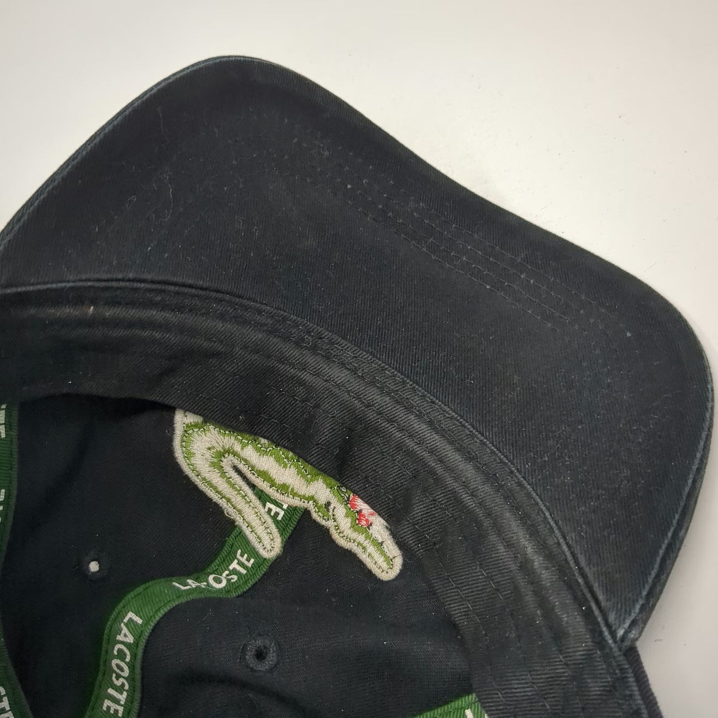 Lacoste Baseball Cap Black One Size Large Embroidered Crocodile Slideback Hat