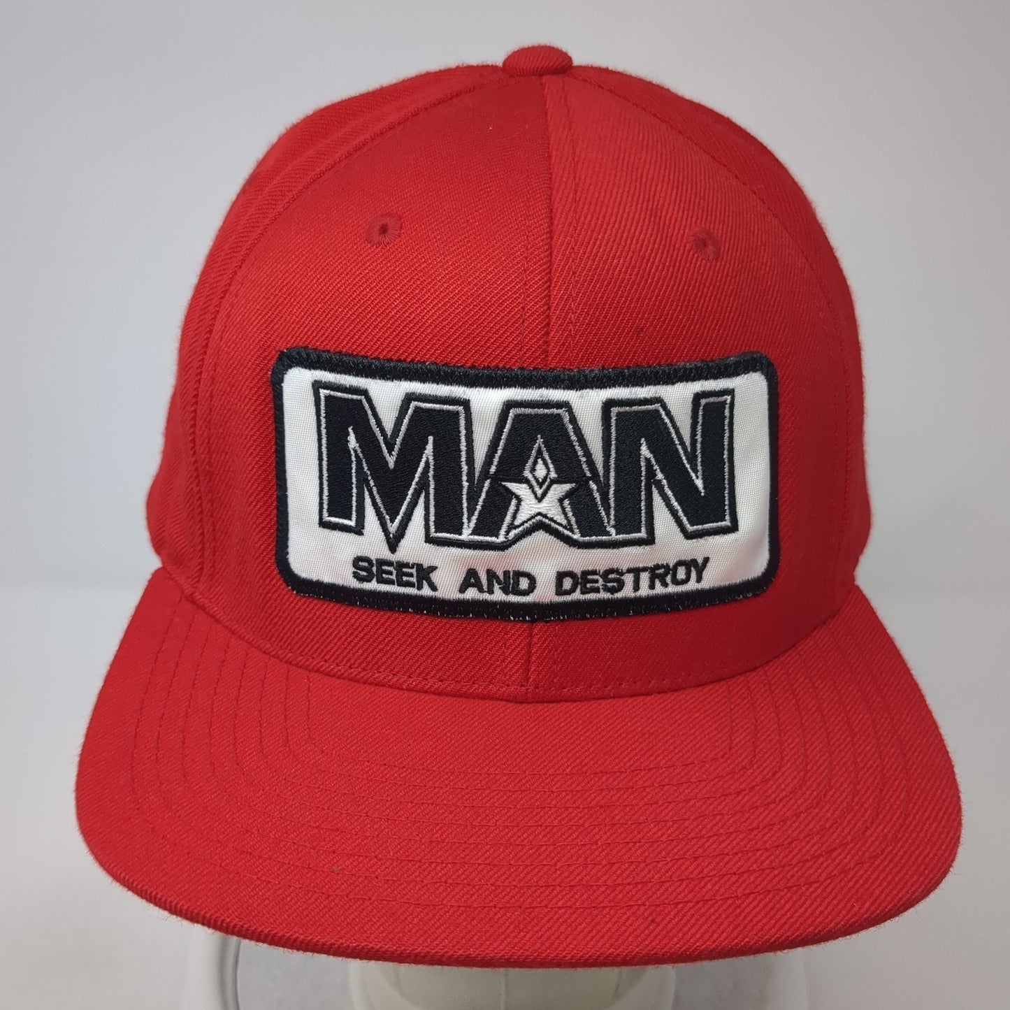 Man Seek And Destroy Snapback Hat Red One Size The Classics Yupoong