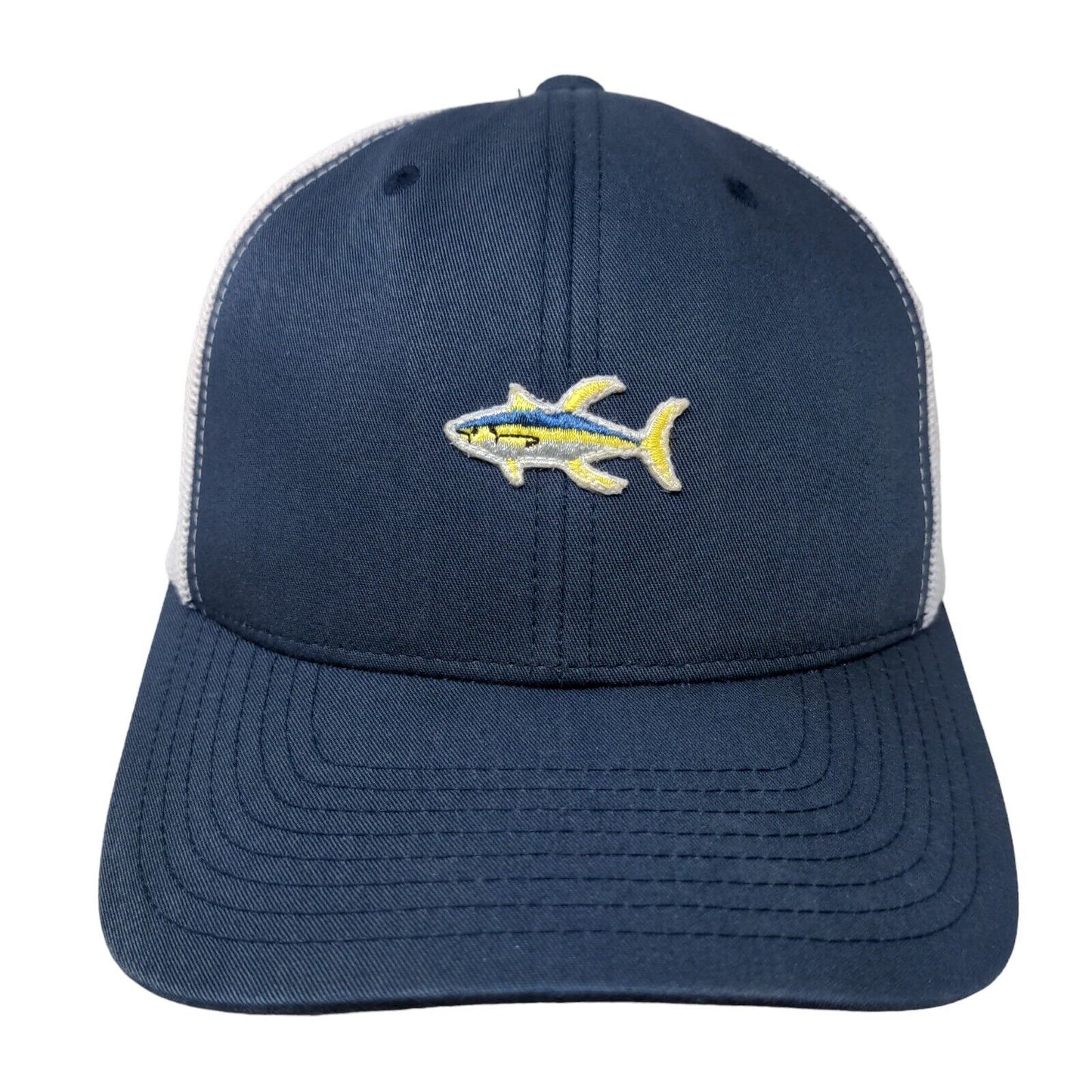 Salty Crew Fish Patch Snapback Mesh Back Trucker Hat Blue One Size Colorblock
