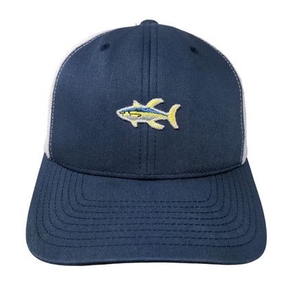Salty Crew Fish Patch Snapback Mesh Back Trucker Hat Blue One Size Colorblock