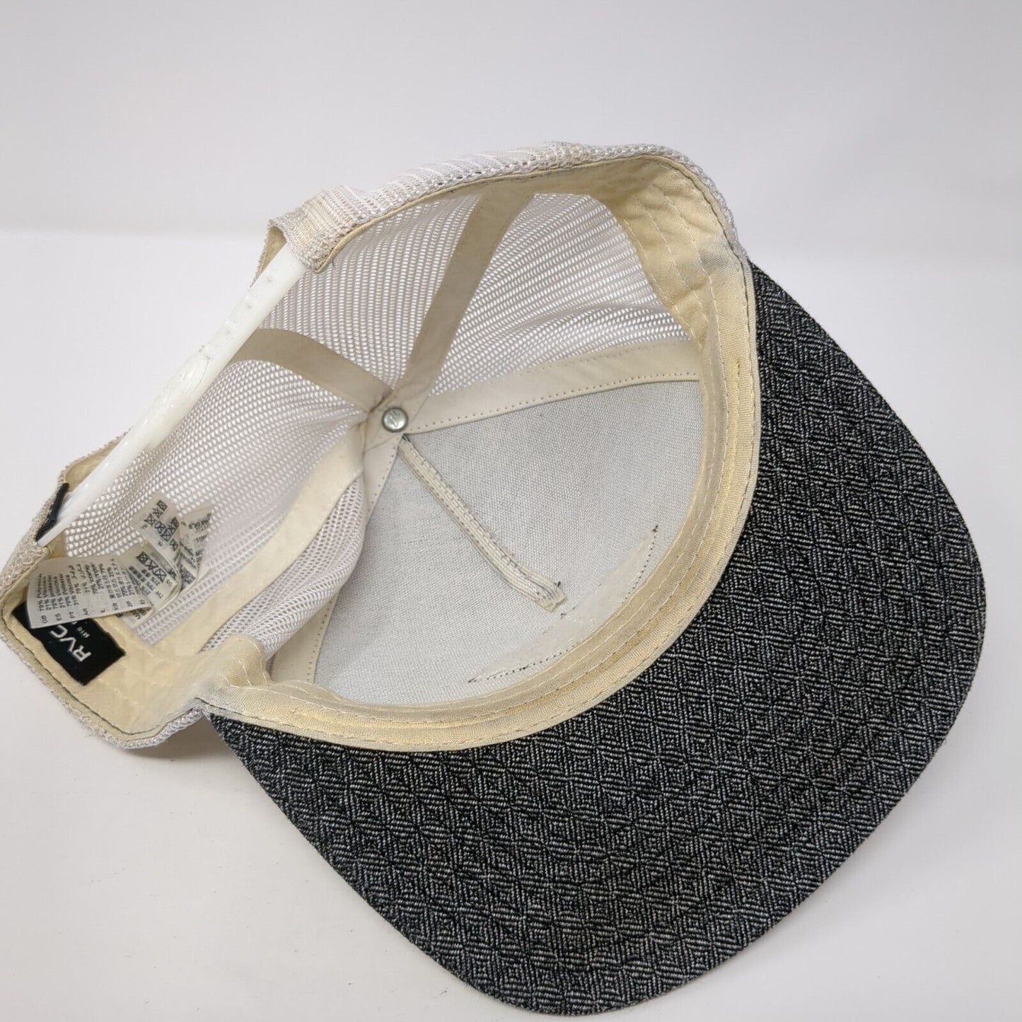 RVCA Quality And Function Snapback Trucker Hat Gray One Size Mesh Back