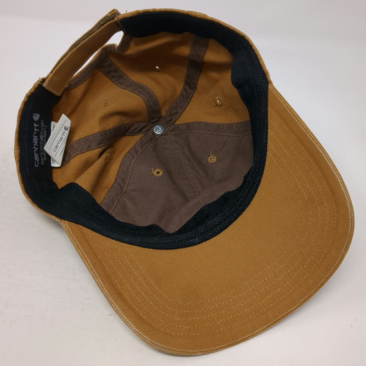 Carhartt Baseball Cap Brown One Size Leather Logo Patch Adjustable Strap Hat
