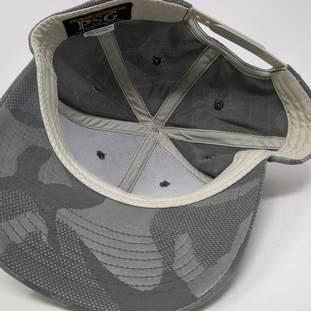 PSG Snapback Gray Camo One Size Hat Masonite Logo Textured Polyester Casual Cap