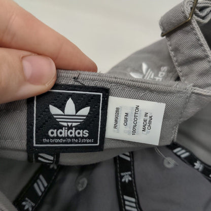 Adidas Trefoil Slideback Hat Gray OSFM Embroidered Solid Vent Holes