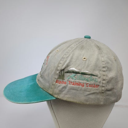 Adams Baseball Cap Beige Green One Size Vermont State Alpine Killington Leather