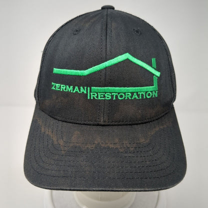 Zerman Restoration Snapback Trucker Hat Black OS Adjustable Mesh Classic Yupoong