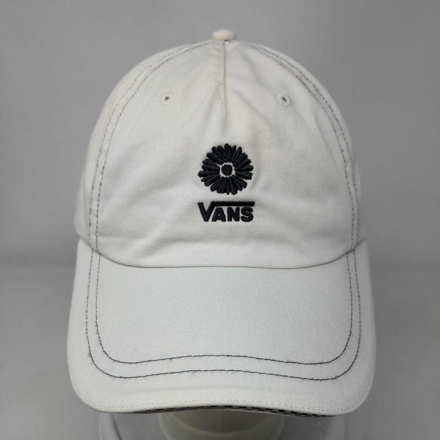 VANS Slideback Hat White One Size Adjustable Embroidered 6 Panel Cotton