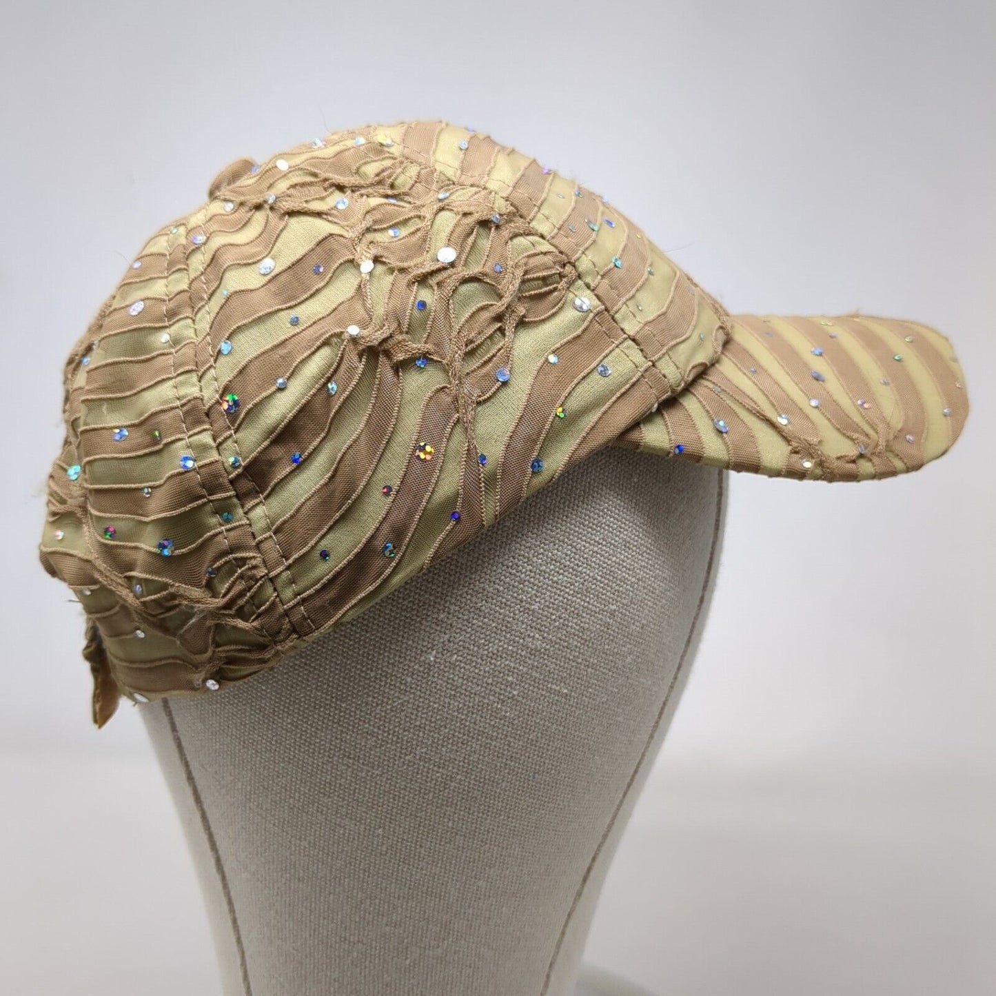 Jewel Rhinestone Strapback Hat Tan One Size Adjustable 6 Panel Something Special