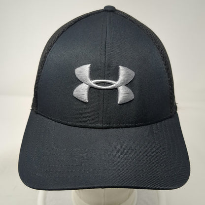 Under Armour Baseball Cap Black L Mesh Back Stretch Fit UA Golf Logo Curved Hat