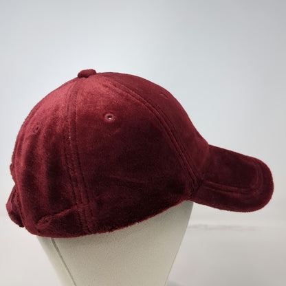 Microfur Baseball Cap Red One Size Plush Fuzzy Fleece Strapback Warm Soft Hat