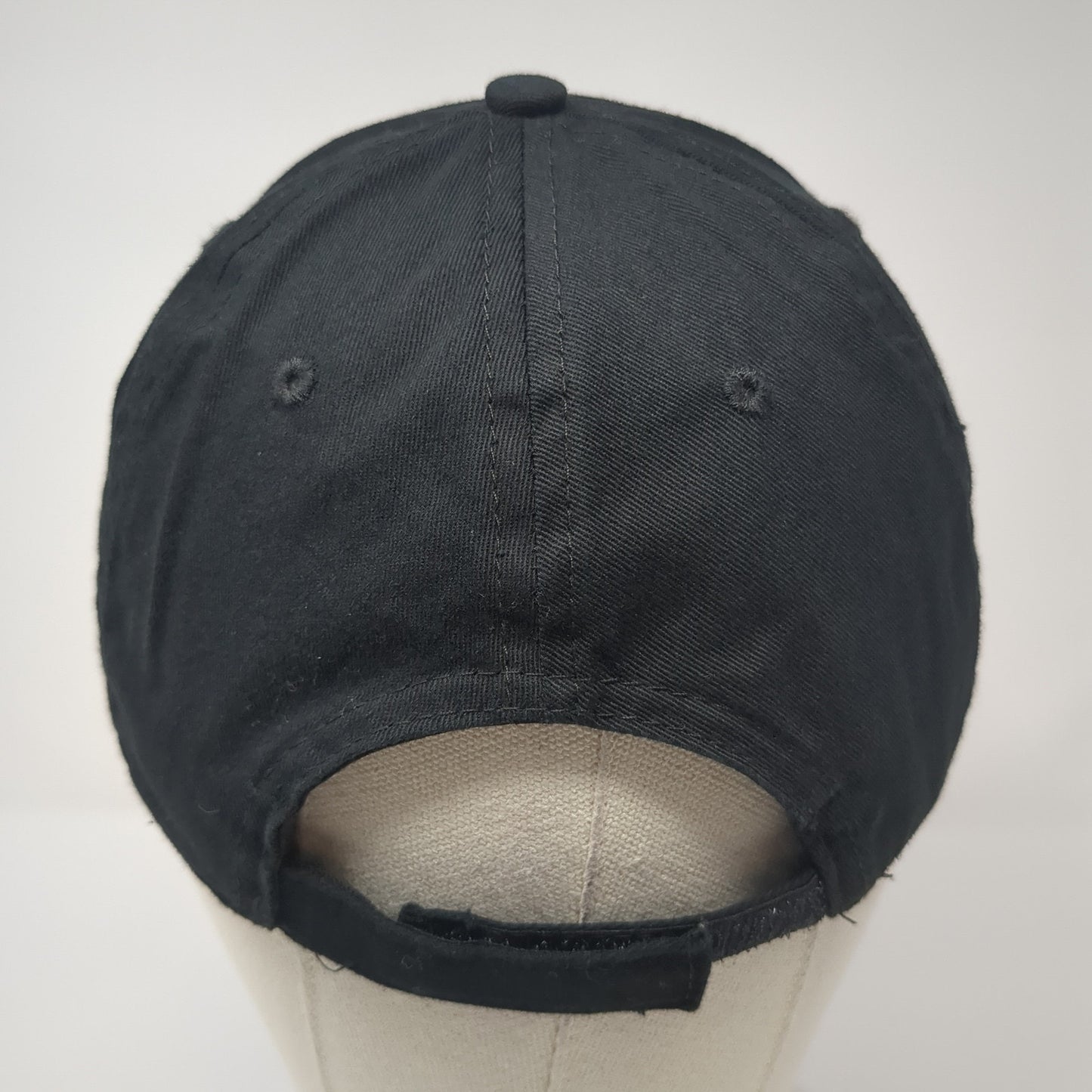 Unbranded Strapback Hat Black Solid One Size Adjustable Outdoor 6 Panel