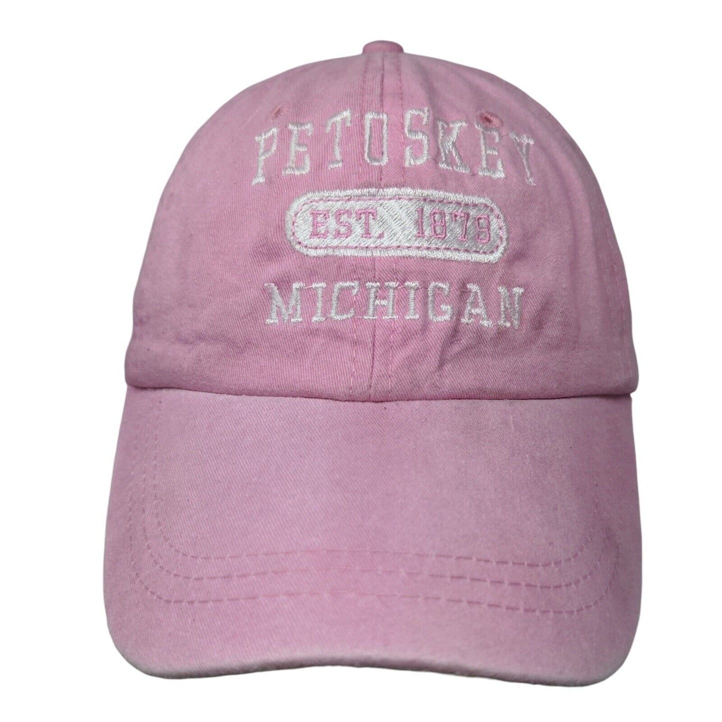 Petosky Michigan Est. 1879 Strapback Hat Pink One Size Adjustbale Embroidered