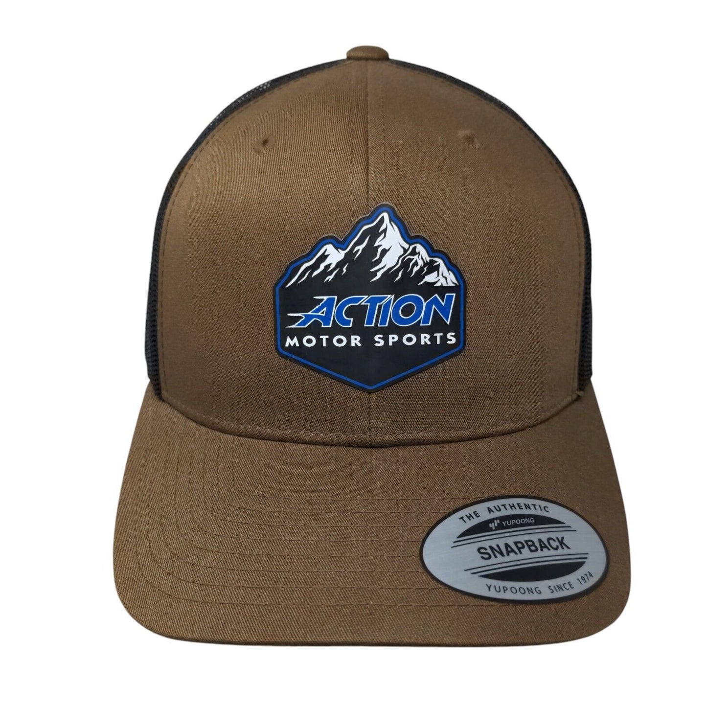 Action Motor Sports Snapback Trucker Hat Brown One Size Mesh Back