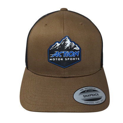 Action Motor Sports Snapback Trucker Hat Brown One Size Mesh Back