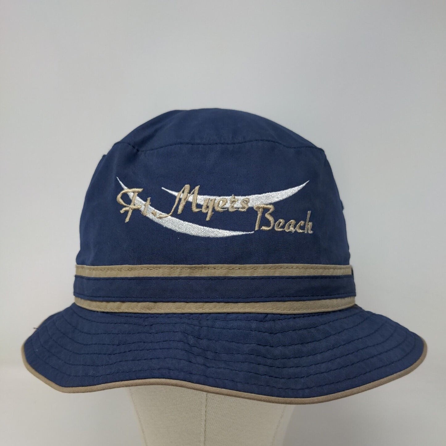 Ft. Myers Beach Bucket Hat Blue 58cm Embroidered Vent Holes Jacobson