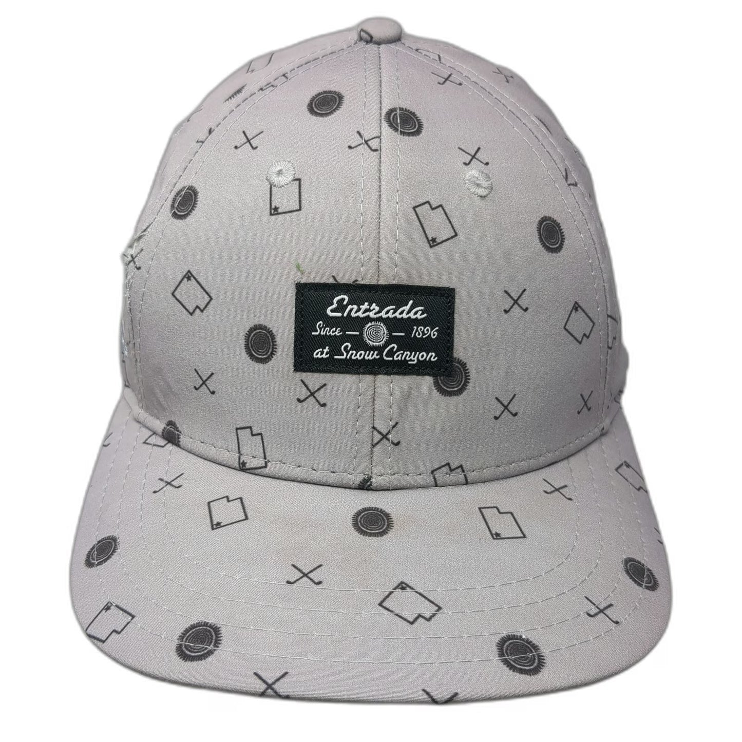 Pukka Entrada Snow Canyon Golf Hat Gray One Size Snapback Utah Pattern Flat Brim