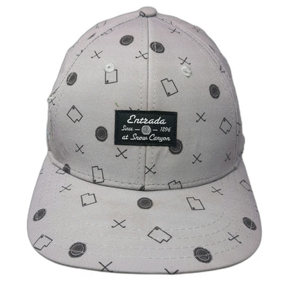 Pukka Entrada Snow Canyon Golf Hat Gray One Size Snapback Utah Pattern Flat Brim