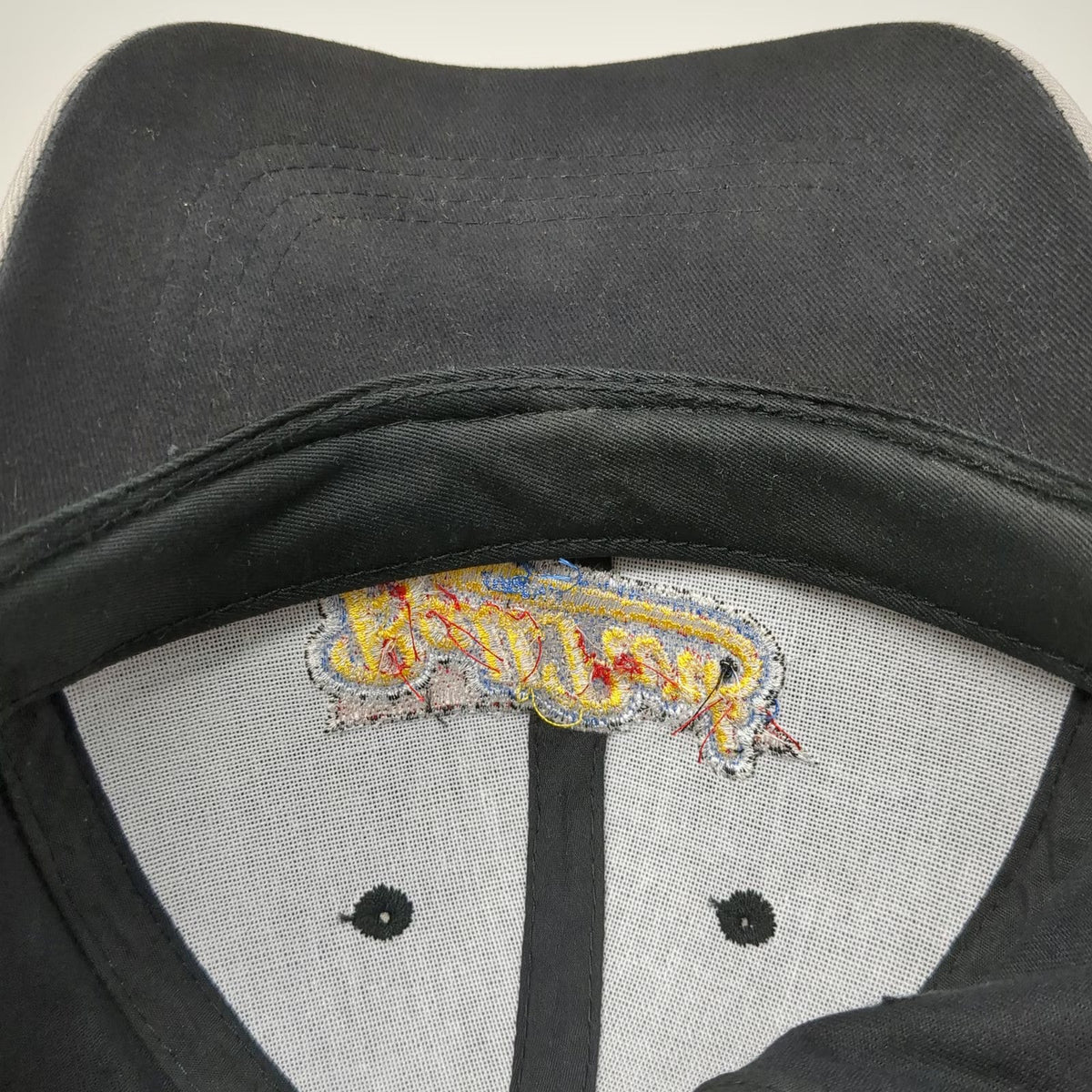Ball Park Brand Hot Dog Logo Hat Black Baseball Cap One Size Strapback Gray Trim