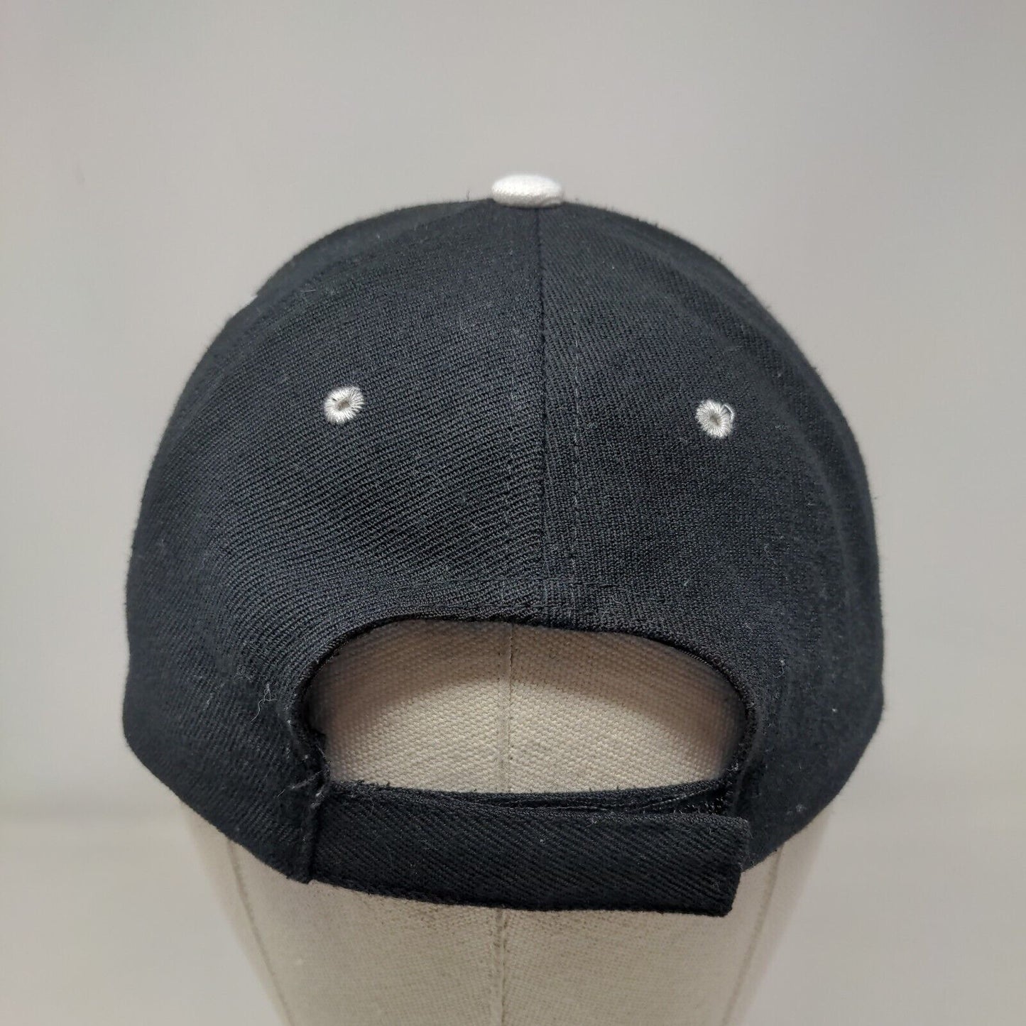 NY Strapback Hat Black One Size Adjustable Embroidered Solid 6 Panel