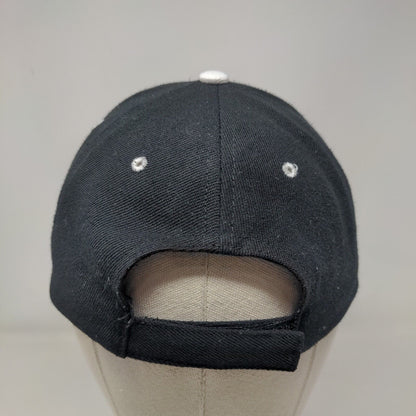 NY Strapback Hat Black One Size Adjustable Embroidered Solid 6 Panel