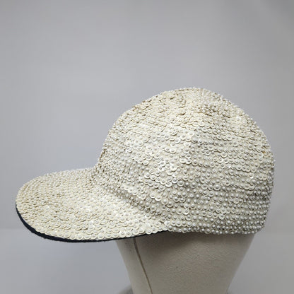 Unbranded Strapback Hat White One Size Lightweight Embellished Sequin Blank