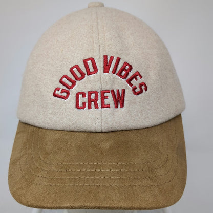 Old Navy Baseball Cap Beige Brown Red One Size Good Vibes Crew Faux Suede Hat