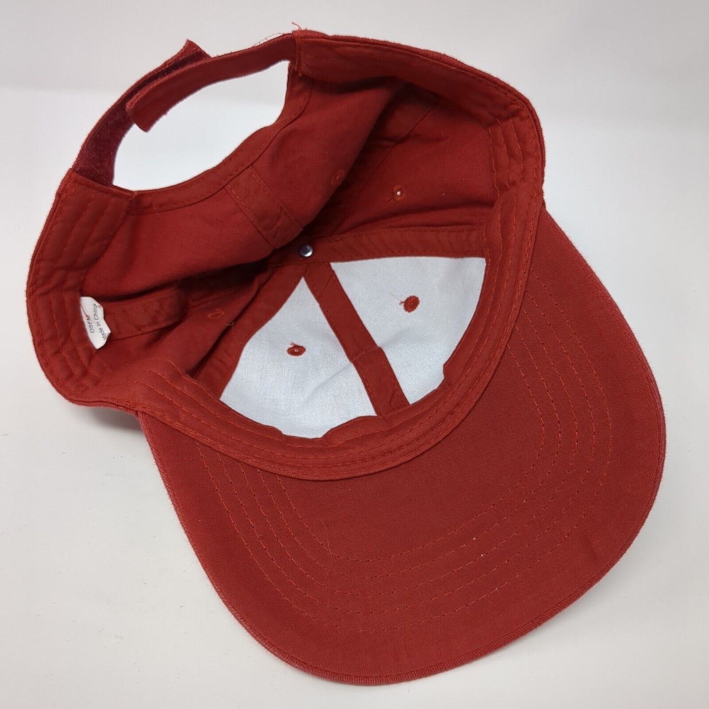 Unbranded Strapback Hat Red One Size Adjustable Vented Holes 6 Panel Blank
