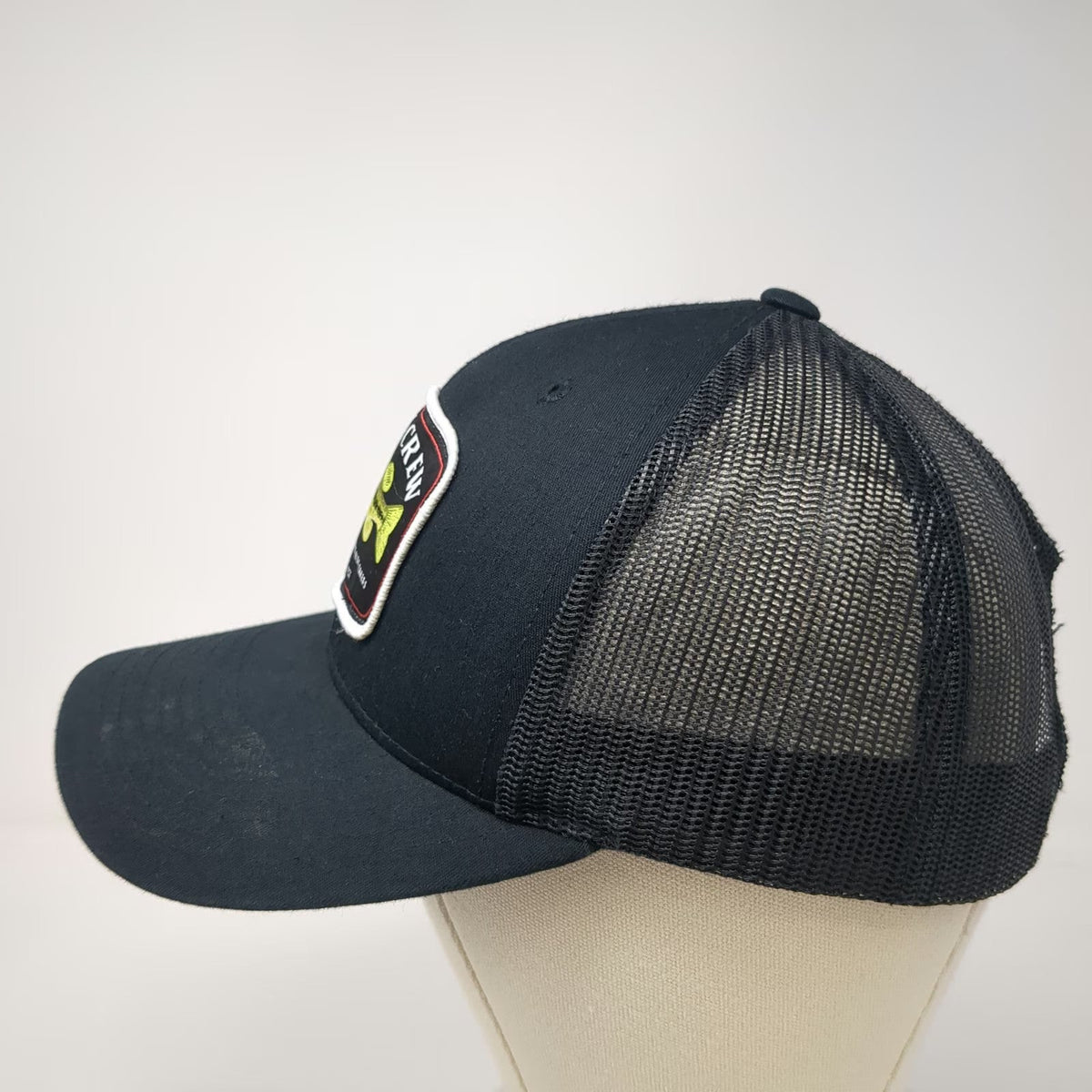 Salty Crew Trucker Hat Black One Size Bass Fish Fishing Patch Mesh Snapback Hat