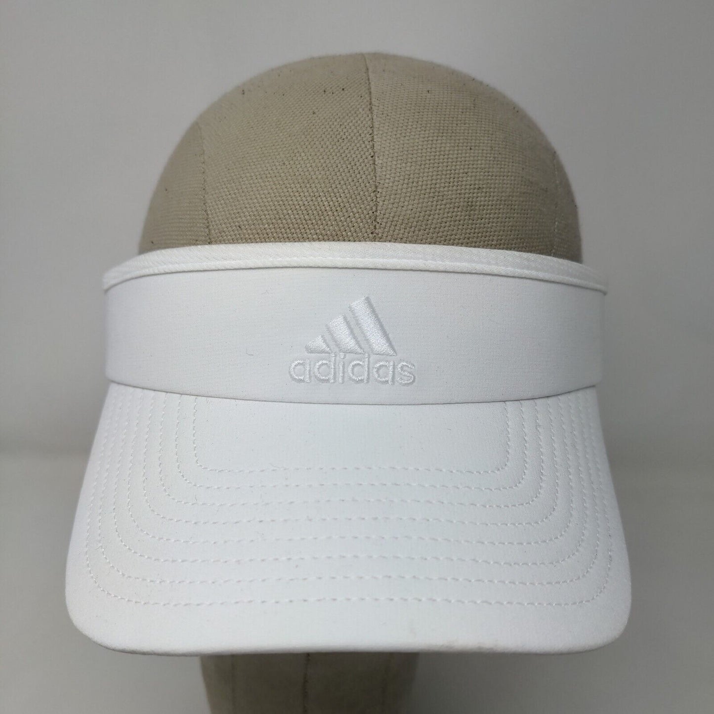 Adidas Women's Sun Visor Cap Hat White Embroidered Logo Polyester Blend