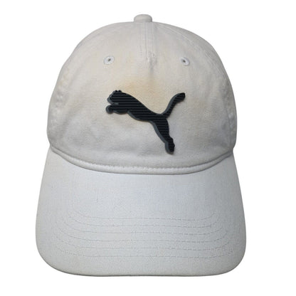 Puma Logo Snapback Hat White One Size Adjustable Solid Vent Holes Outdoor
