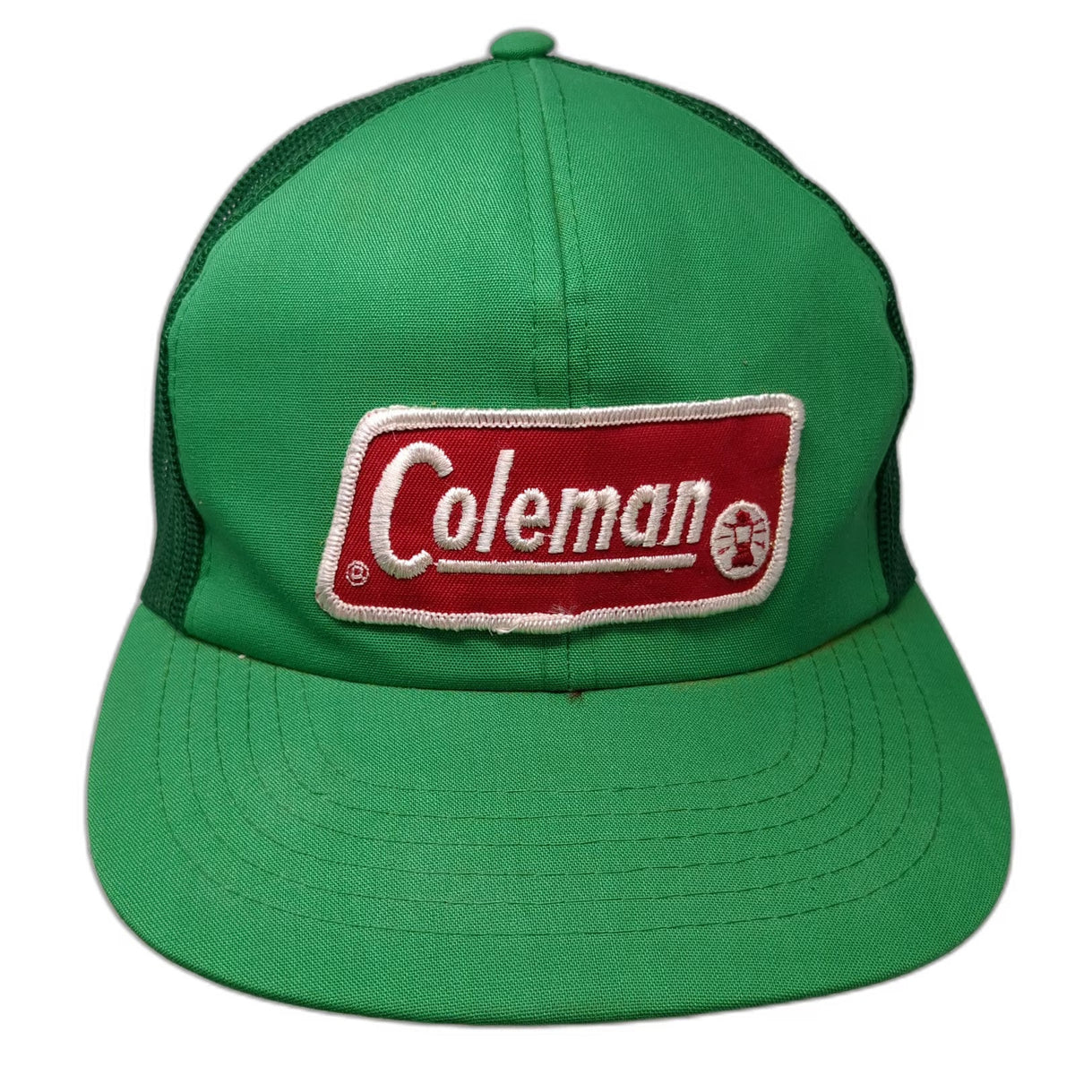 Young An Trucker Hat Green Coleman Patch Mesh Back Snapback Lantern Vintage