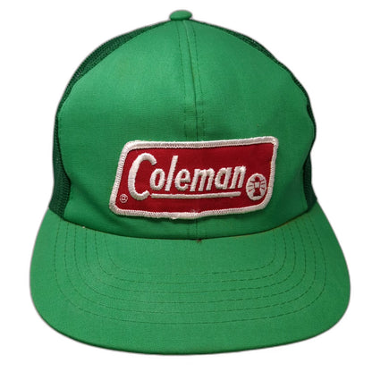 Young An Trucker Hat Green Coleman Patch Mesh Back Snapback Lantern Vintage