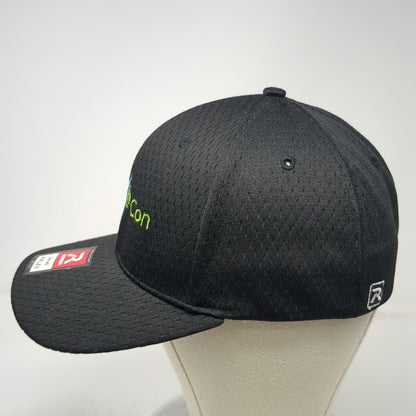 Richardson Baseball Cap Black M Hydro Con Logo Stretch Fit Hat Polyester Mesh
