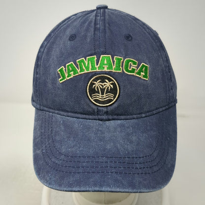 TBL Baseball Cap Blue One Size Jamaica Palm Trees Strapback Cotton Washed Hat