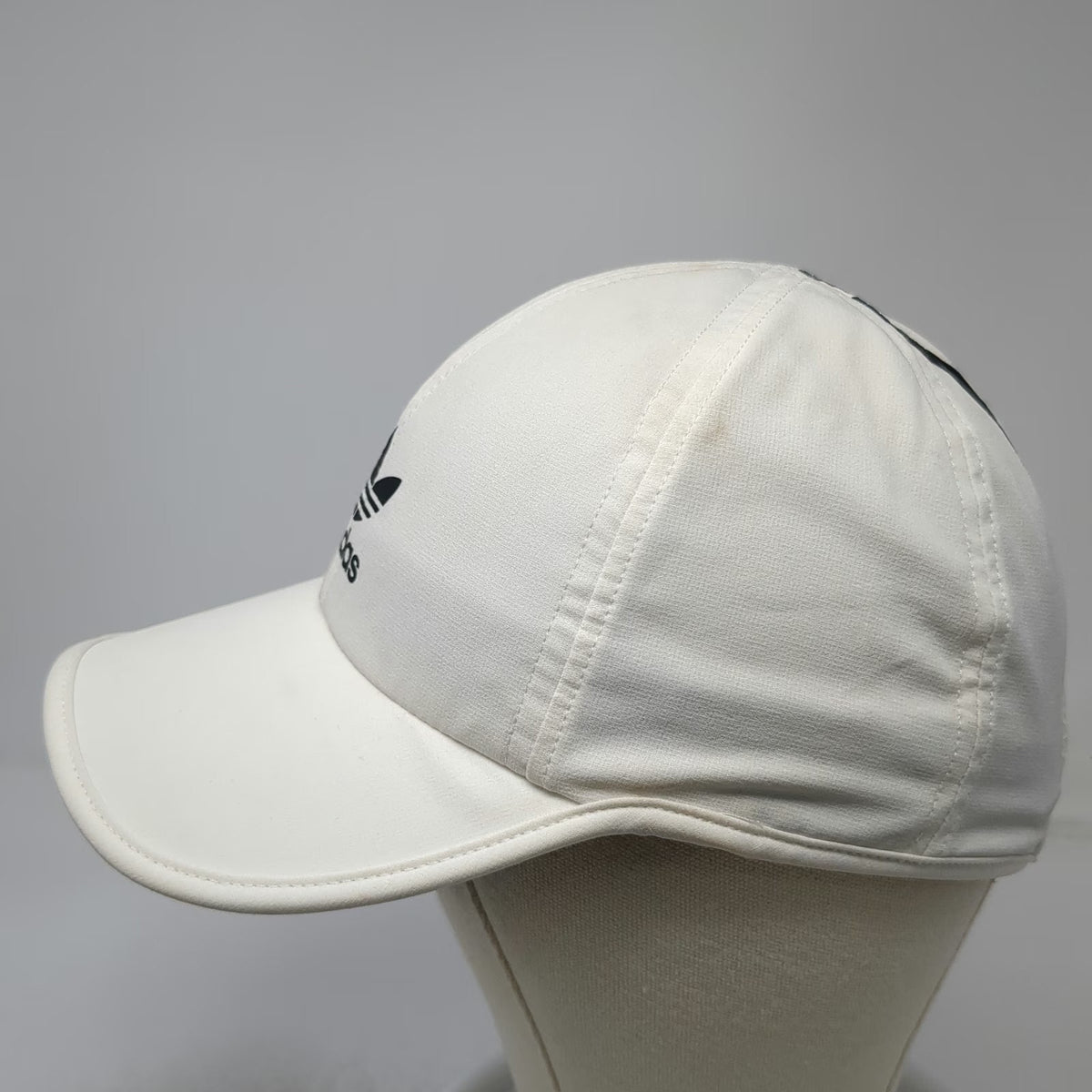 adidas Baseball Cap White One Size 3-Stripe Back Trefoil Logo Stretch Hat