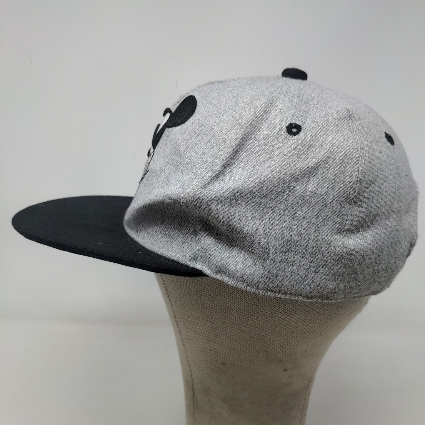 Disney Men's Snapback Hat Gray Black Adjustable Embroidered Mickey Mouse Logo