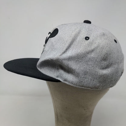Disney Men's Snapback Hat Gray Black Adjustable Embroidered Mickey Mouse Logo