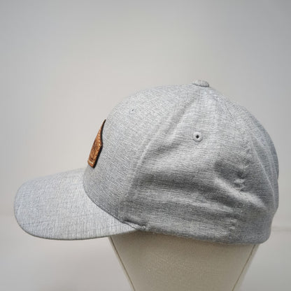 Yupoong Flexfit Baseball Cap Gray XL Leather Patch Heathered Stretch Hat