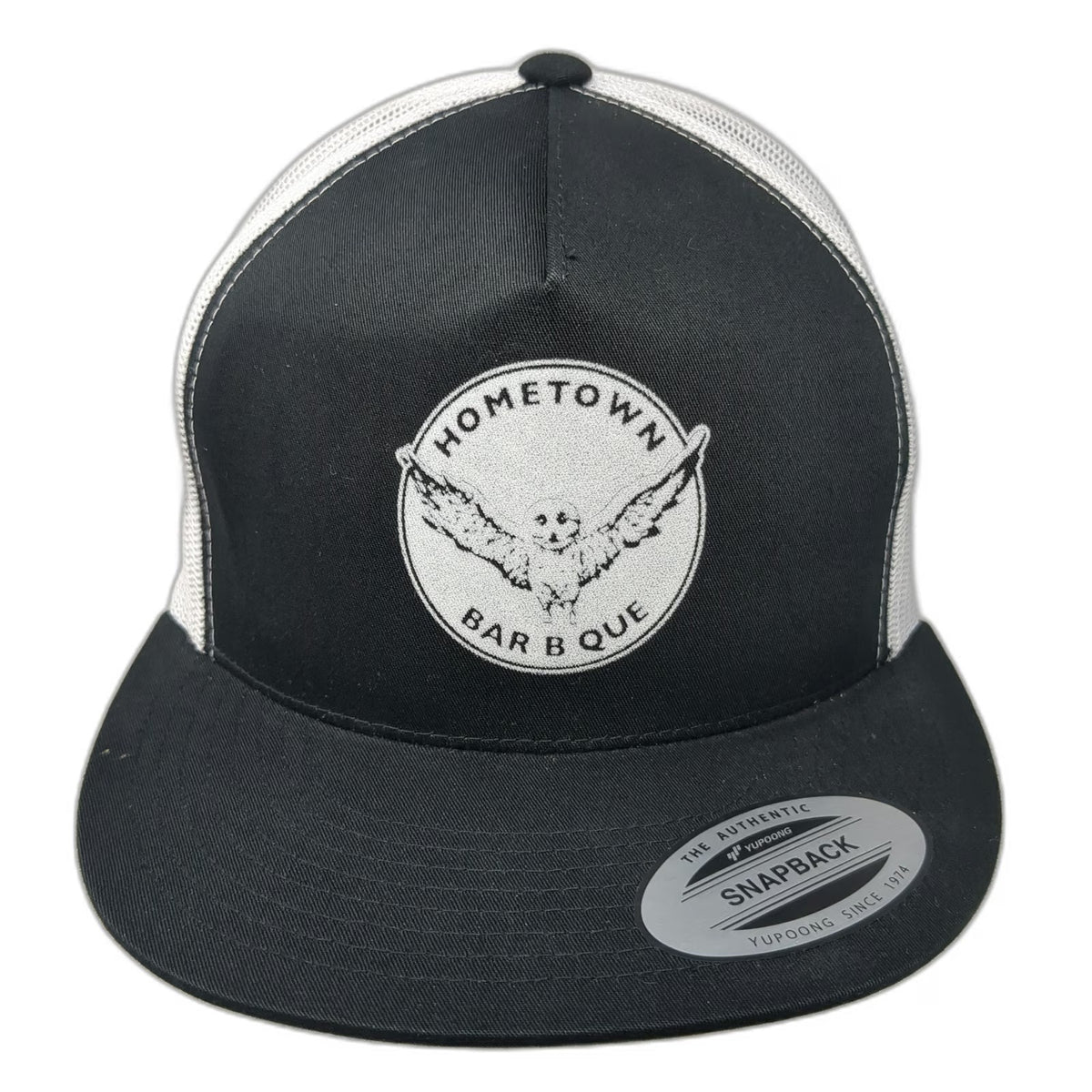 Yupoong Trucker Hat Black One Size Hometown Bar B Que Owl Logo Snapback Mesh