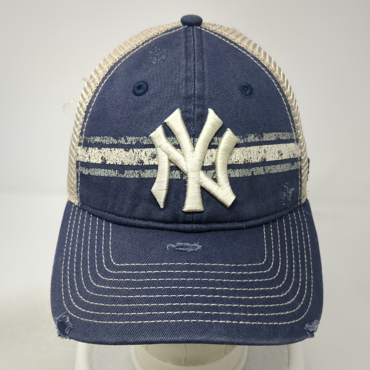 Fanatics New York Yankees MLB Blue One Size Trucker Hat Distressed Snapback Mesh